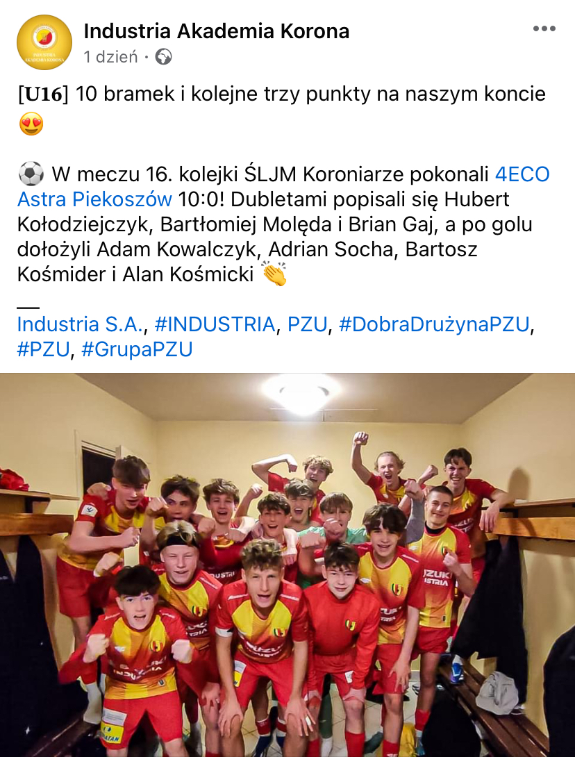Wygrana z Astra Piekoszów